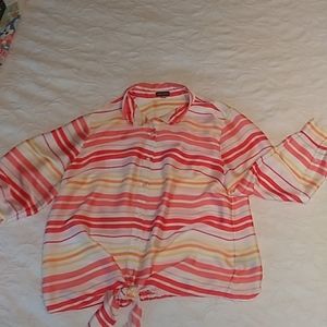 Vince Camuto Long Sleeve Tie Front Blouse 1X